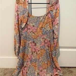 Altar'd State Multicolor Floral Scoop Neck Mini Dress